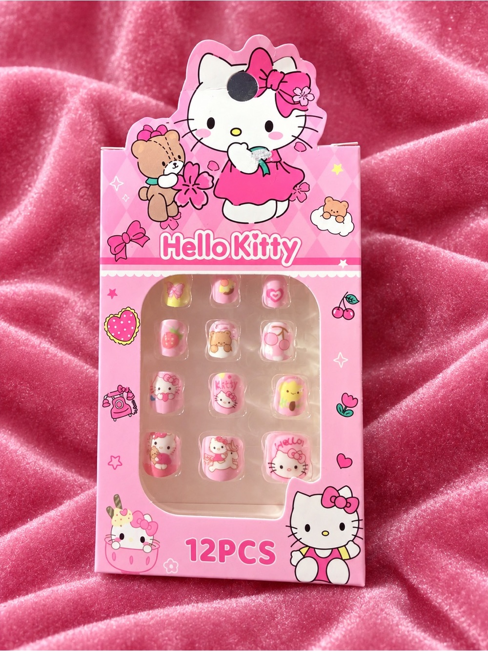 Hello Kitty Pink Press-On Nail Set with Character Art - 12PCS